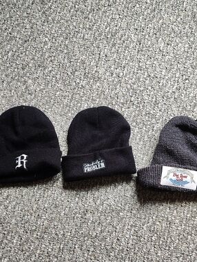 Black Kids Beanie Hat with Folded Cuff